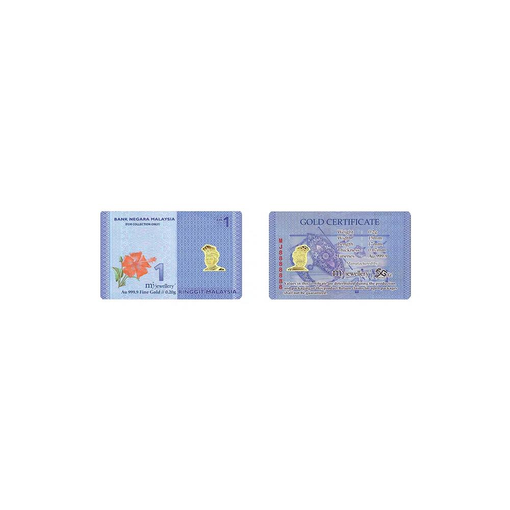 5G Gold Collection 999.9/24K Malaysian Ringgit Series Золотой слиток (0,2 г) 2