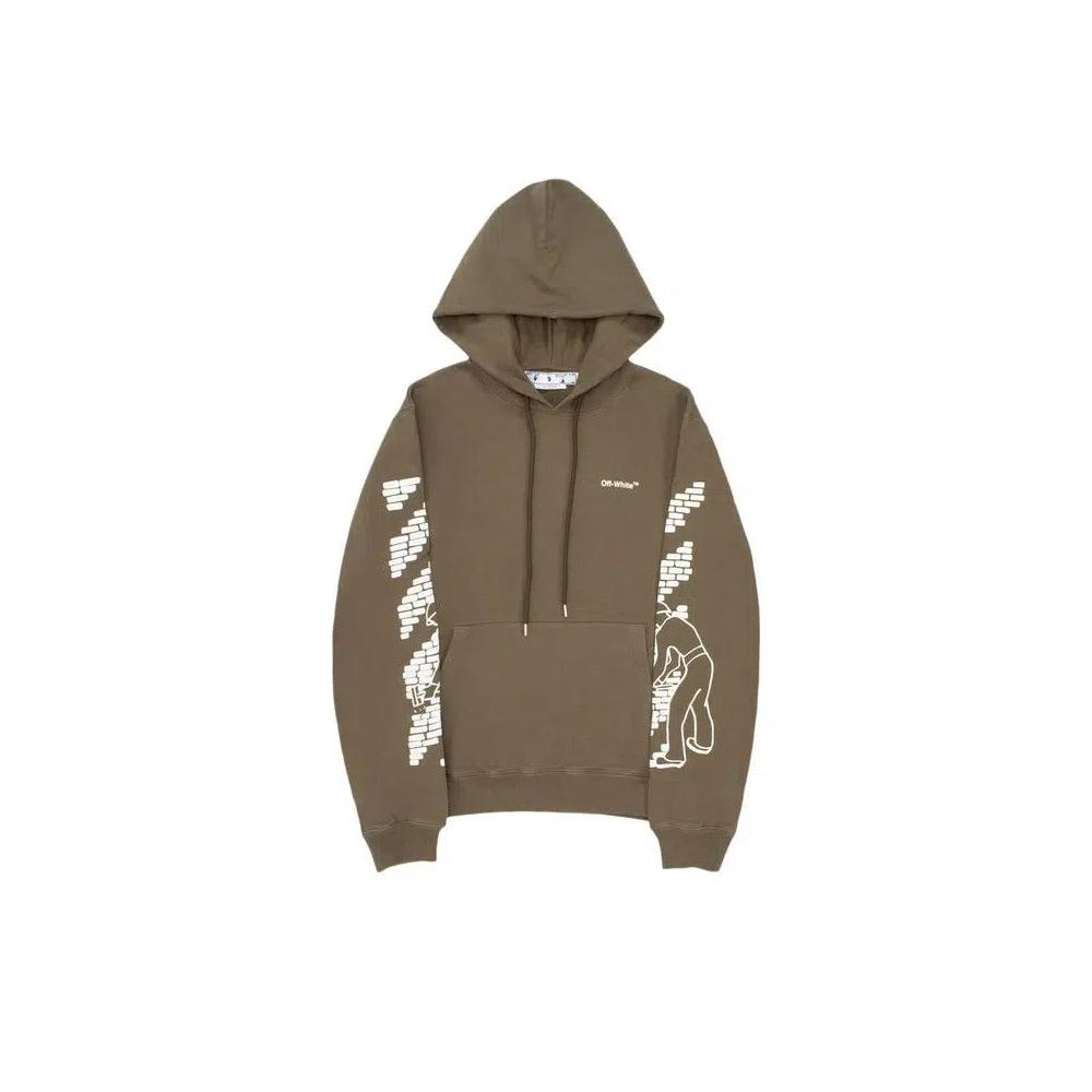 Толстовка Off-White Bricks Slim Hoodie 'Army Green/White' 1