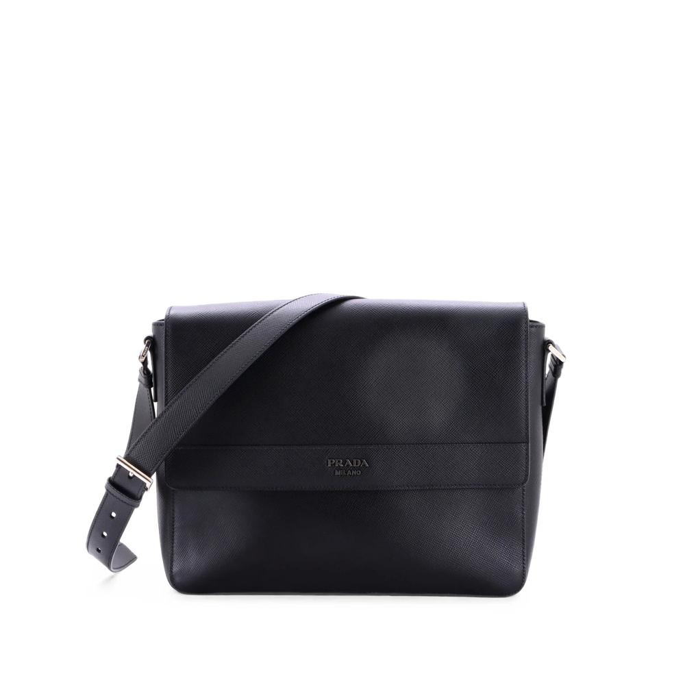 Logo Flap Messenger Bag Saffiano Leather Medium crossbody bag 1