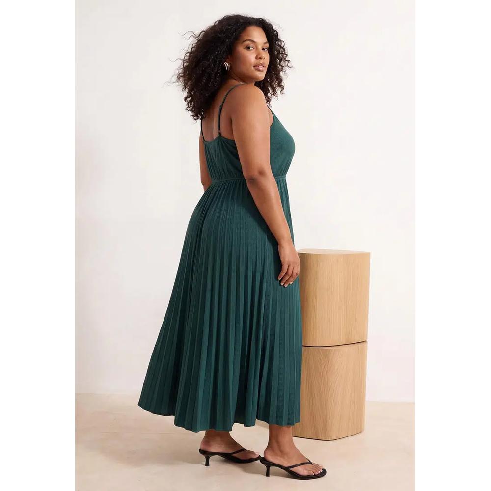 Изумрудное платье plus size, рифленый трикотаж, Tbbss22El1565 2