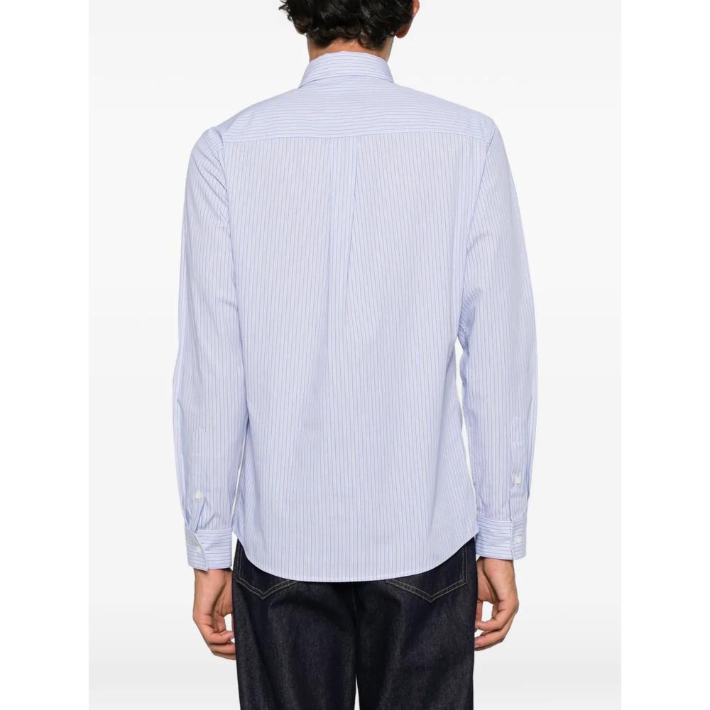 vertical-stripe logo-embroidered shirt 4