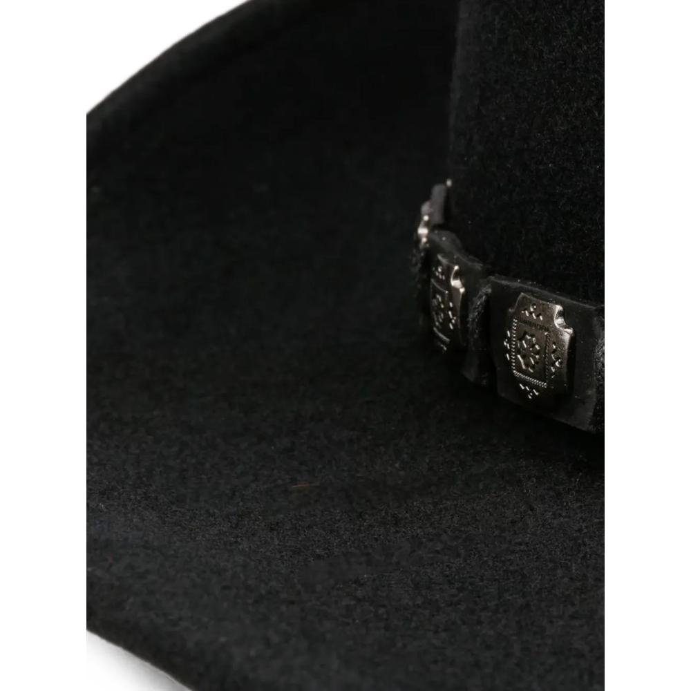 feather-detail leather-trimmed hat 6