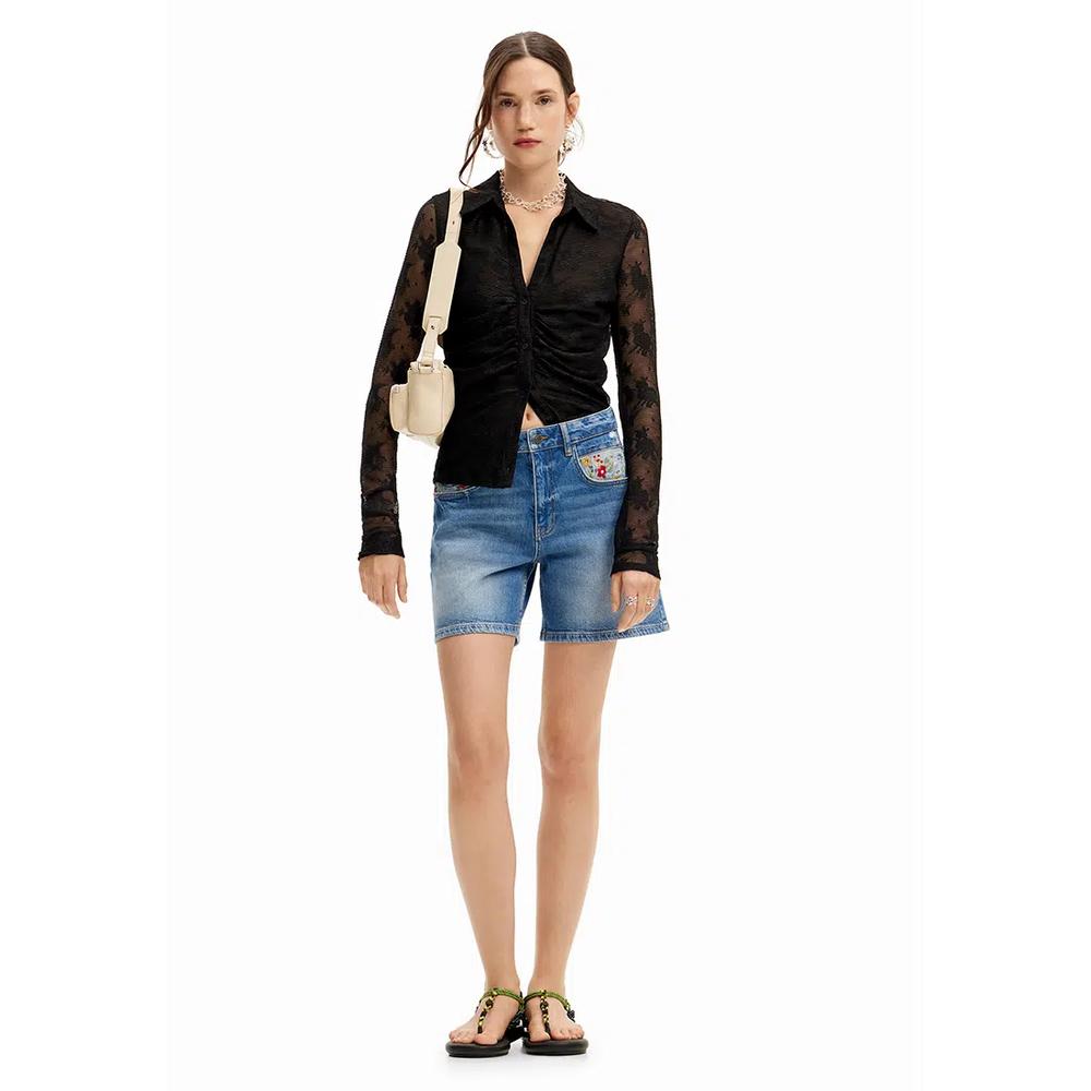 Desigual Женские вышитые джинсовые шорты 4