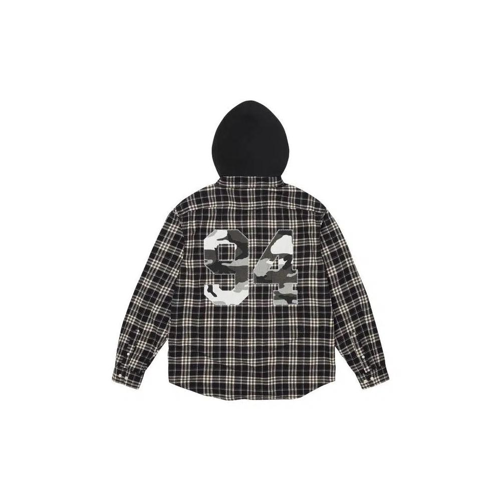 Фланелевые рубашки Supreme Appliqué Hooded Flannel Shirt 'Black' 2