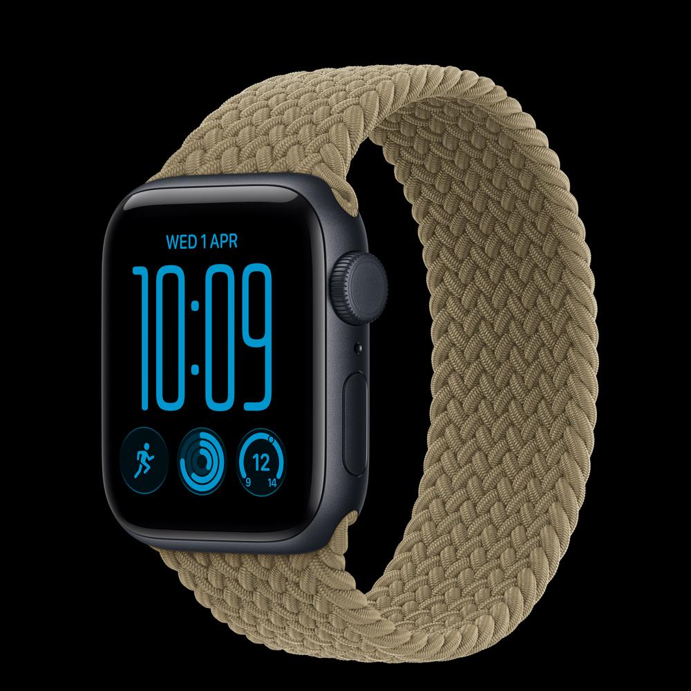 Apple Watch SE 3 40 мм, GPS + Cellular, алюминий, Midnight, ремешок Olive Braided Solo Loop 1