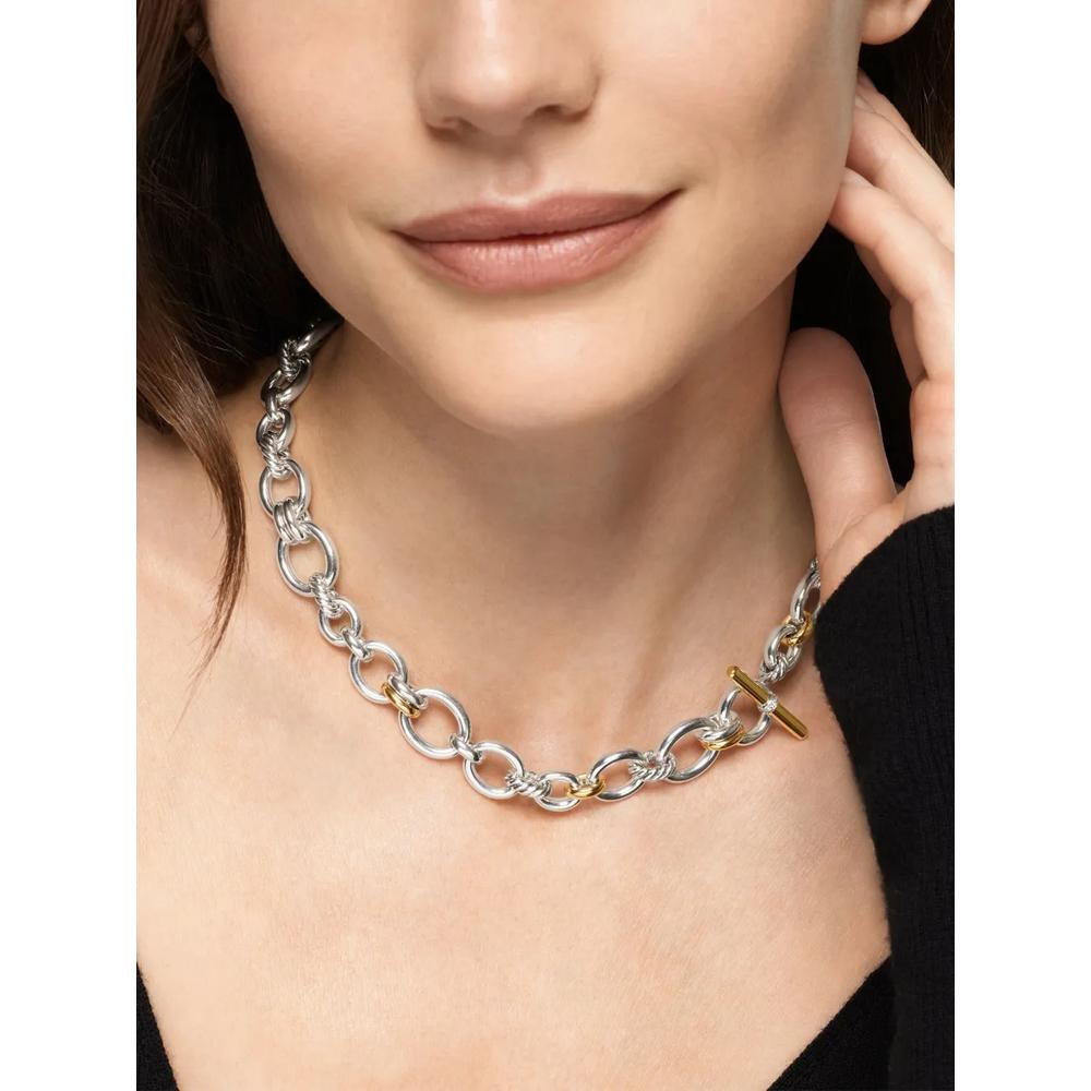 Колье DY Mercer® Petite Toggle Chain из желтого золота и серебра с бриллиантами 2