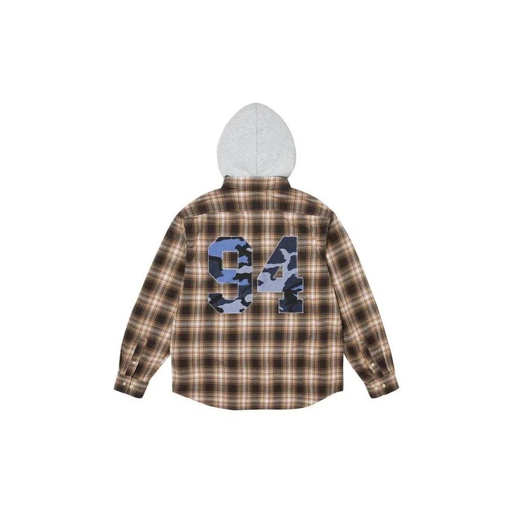 Фланелевые рубашки Supreme Appliqué Hooded Flannel Shirt 'Brown' 2