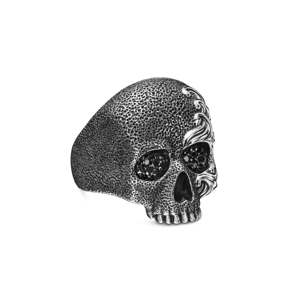 Серебряное кольцо Waves Skull с бриллиантами (24 мм) 1