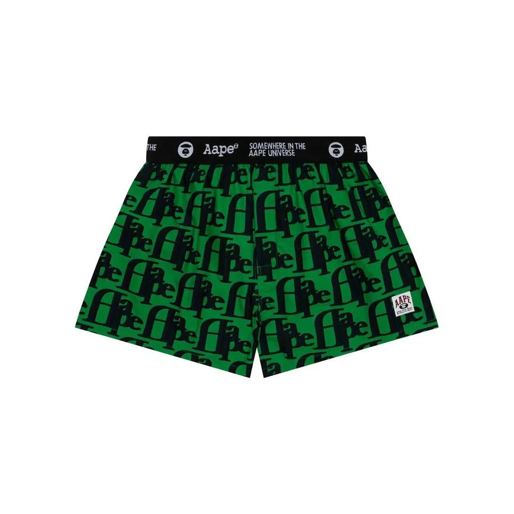 Шорты AAPE All-Over Logo Boxer Shorts 'Navy/Green' 1