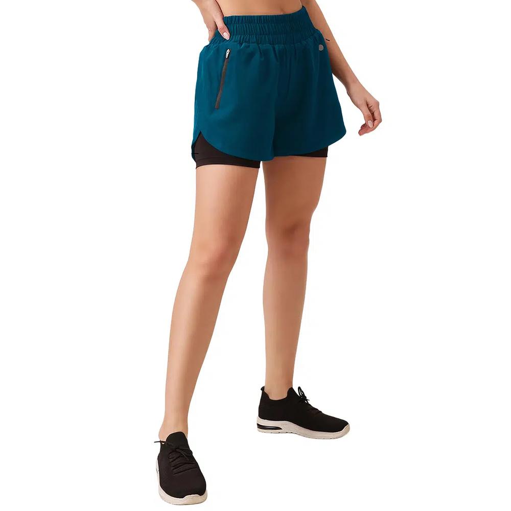 Шорты для бега Clovia Snug Fit Active High Rise в бирюзовом цвете 2