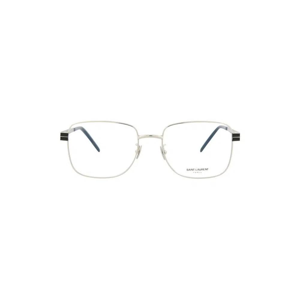 Очки Saint Laurent Square-Frame Metal Optical Frames 'Silver Black Transparent' 1