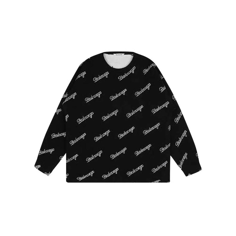 Свитера Balenciaga Script Logo Crewneck 'Черный/Белый' 1