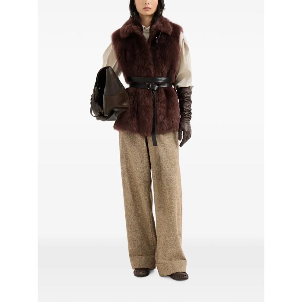 lux shearling vest with nappa leather belt and Monili 2