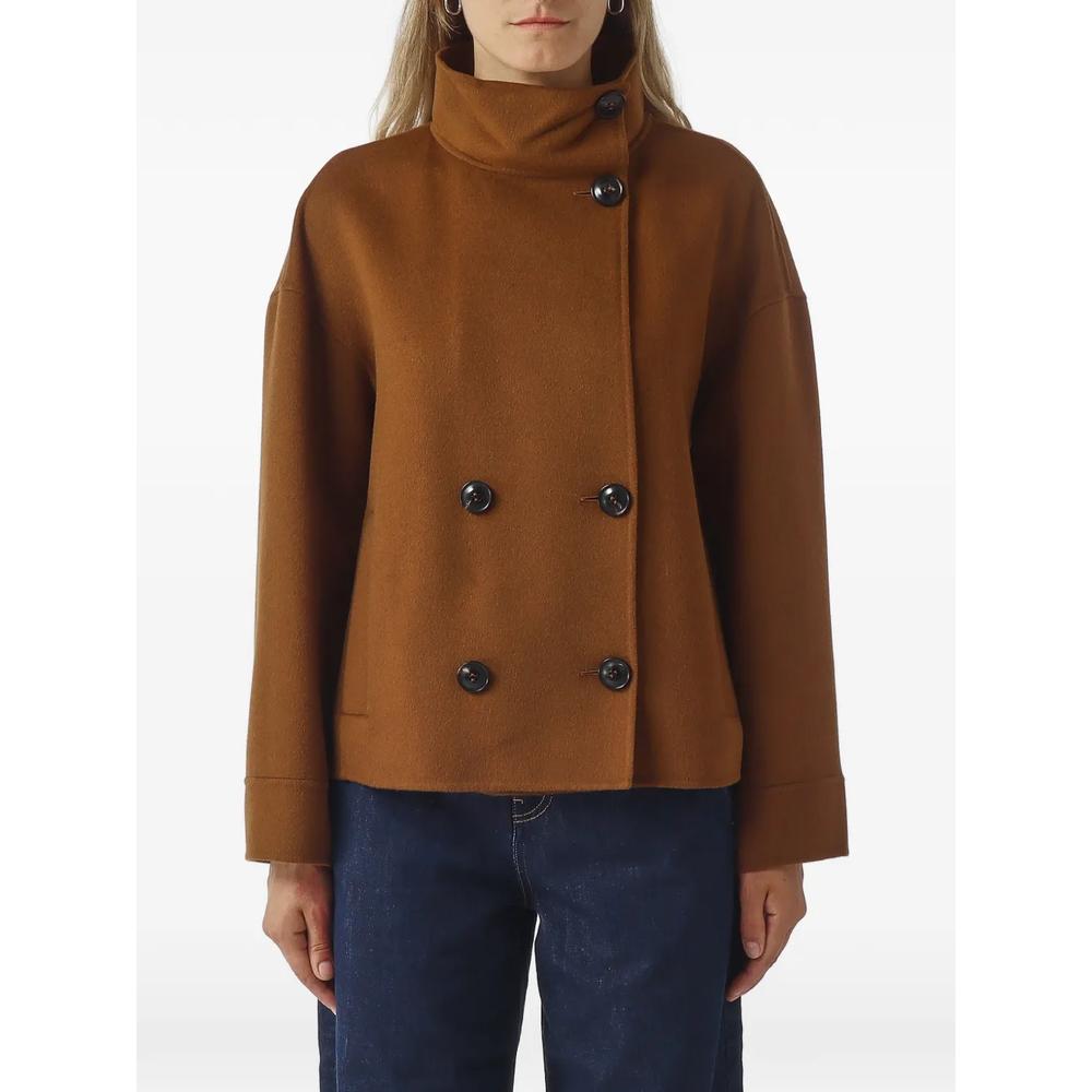 Aceri double-breasted high-neck coat 1