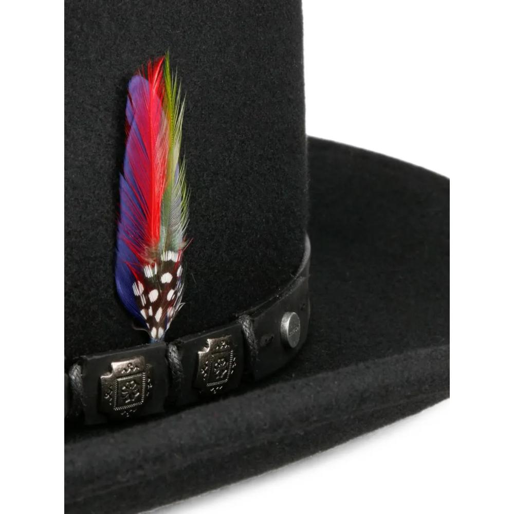 feather-detail leather-trimmed hat 5