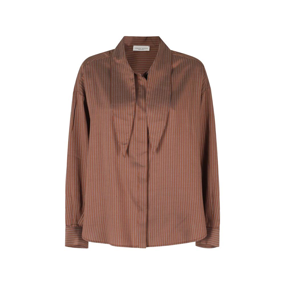 pinstripe-pattern pussy-bow shirt 1