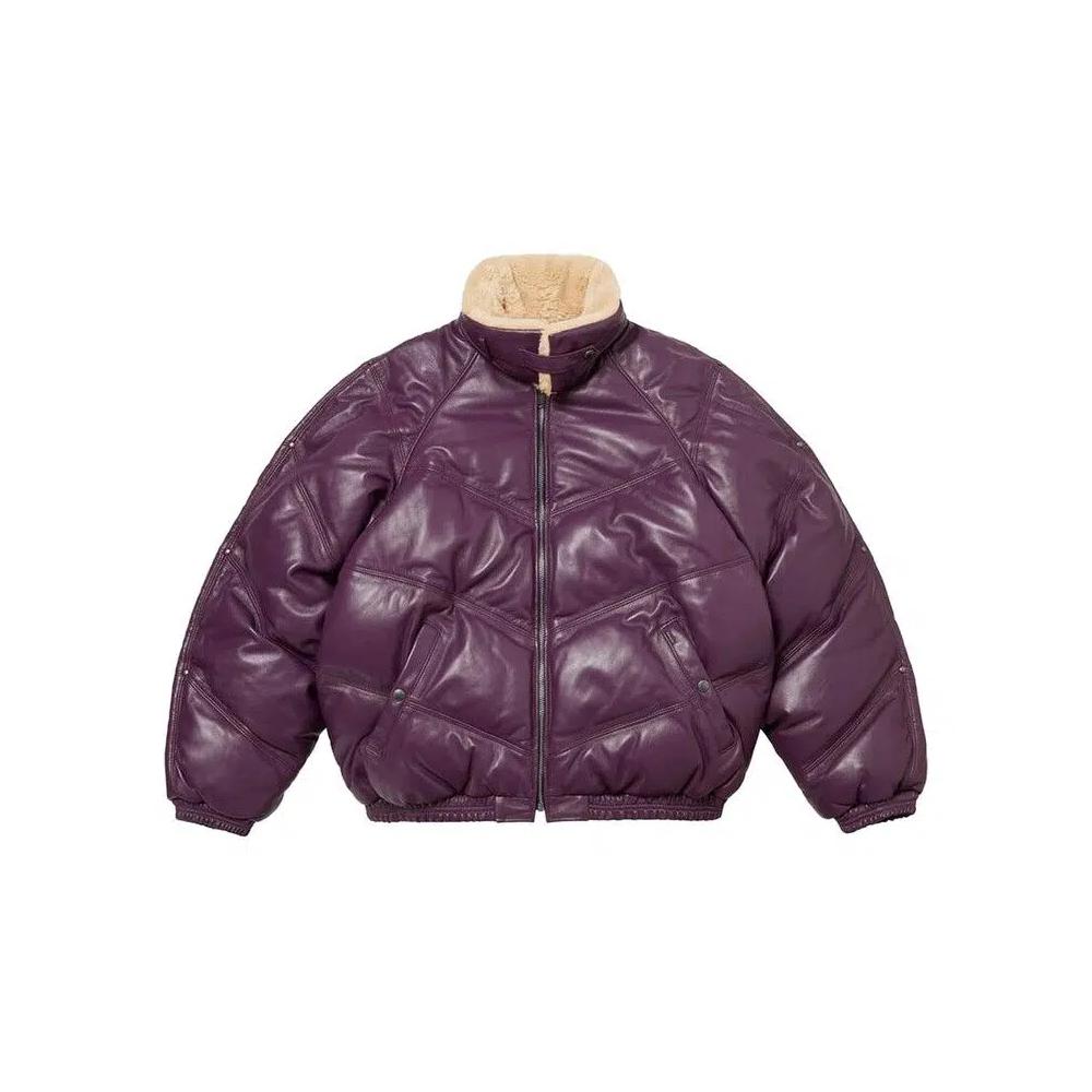 Верхняя одежда Supreme x Schott Chevron Leather Down Puffer Jacket 'Фиолетовый' 1
