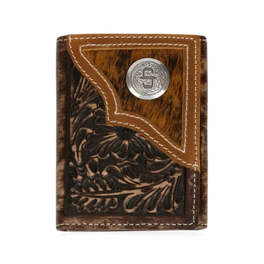 hair-on-hide inlay tooled-leather wallet 1