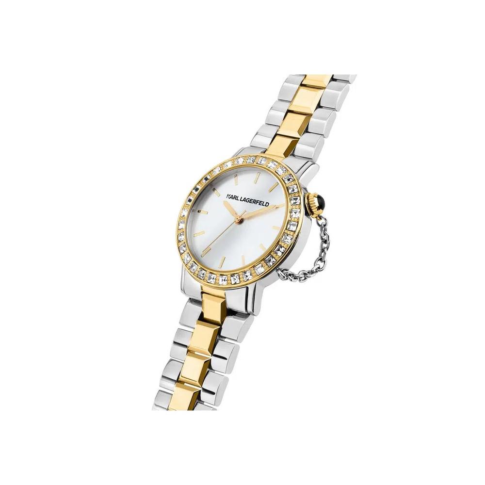 【2 года гарантии】KARL LAGERFELD 33mm женские биколорные часы с кристаллами, кварцевые R0553100504 5