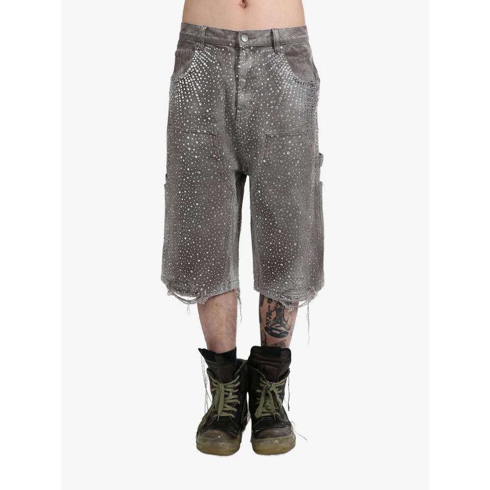 crystal-embellished washed-denim shorts 1
