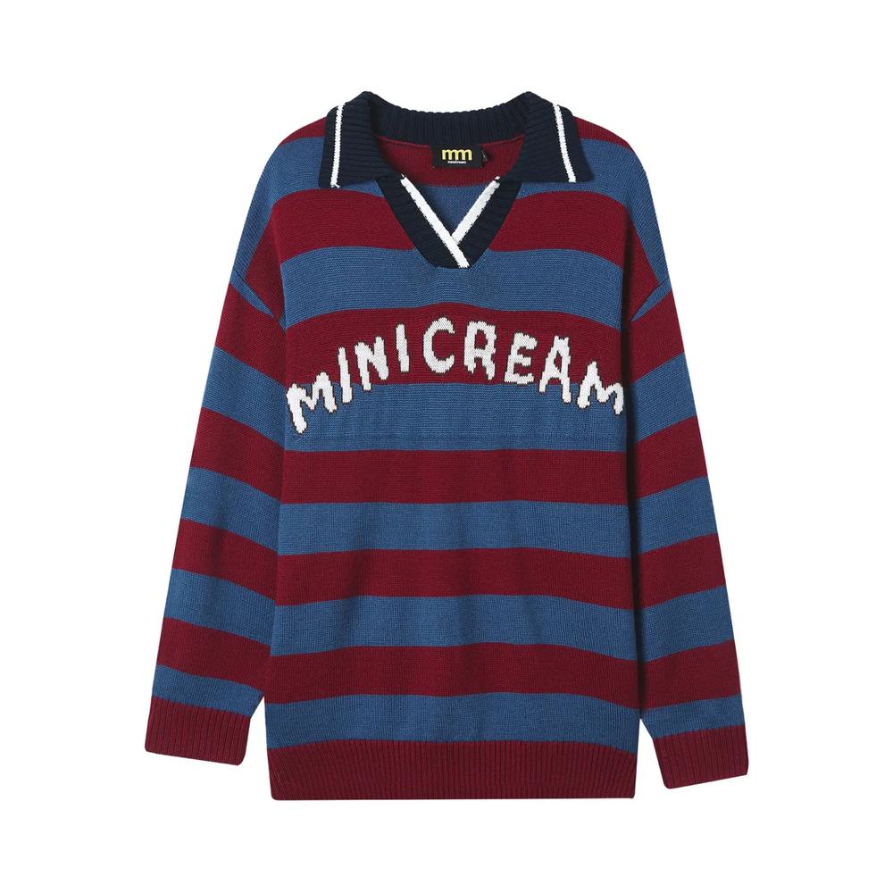 Полосатый свитер с воротником поло 1