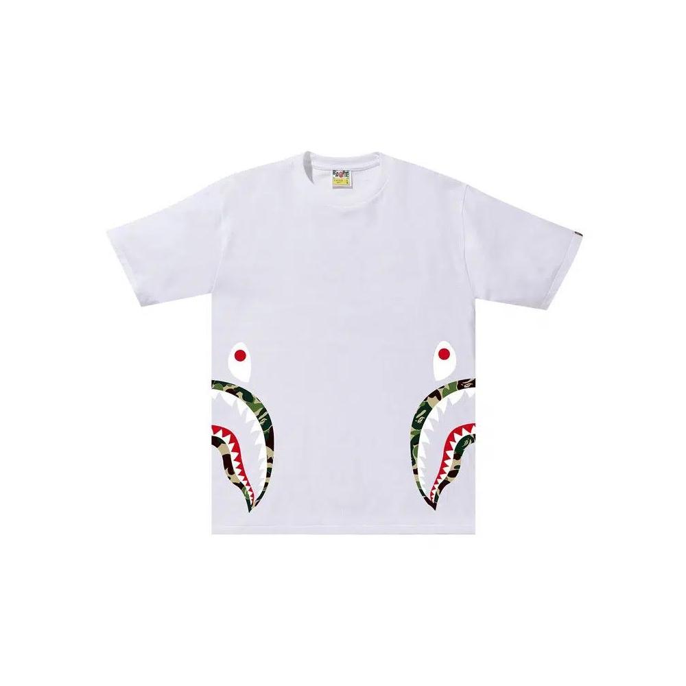 Футболки BAPE ABC Camo Side Shark Tee 'White/Green' 1