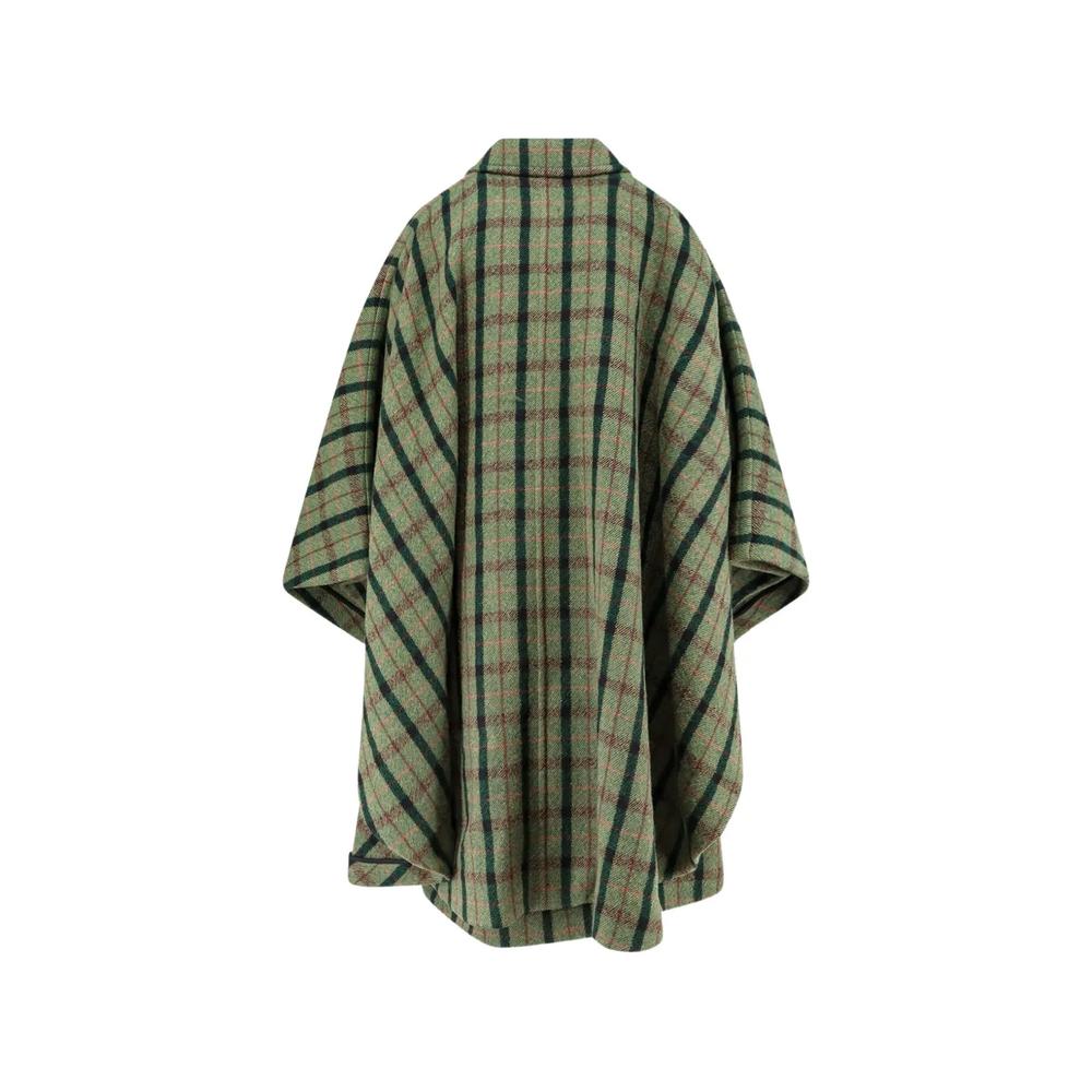check-pattern button-down cape coat 2
