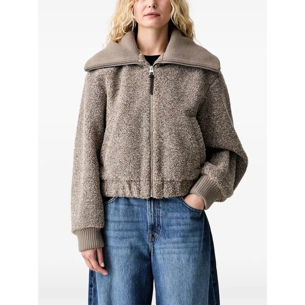 brushed-effect zip-up jacket 1
