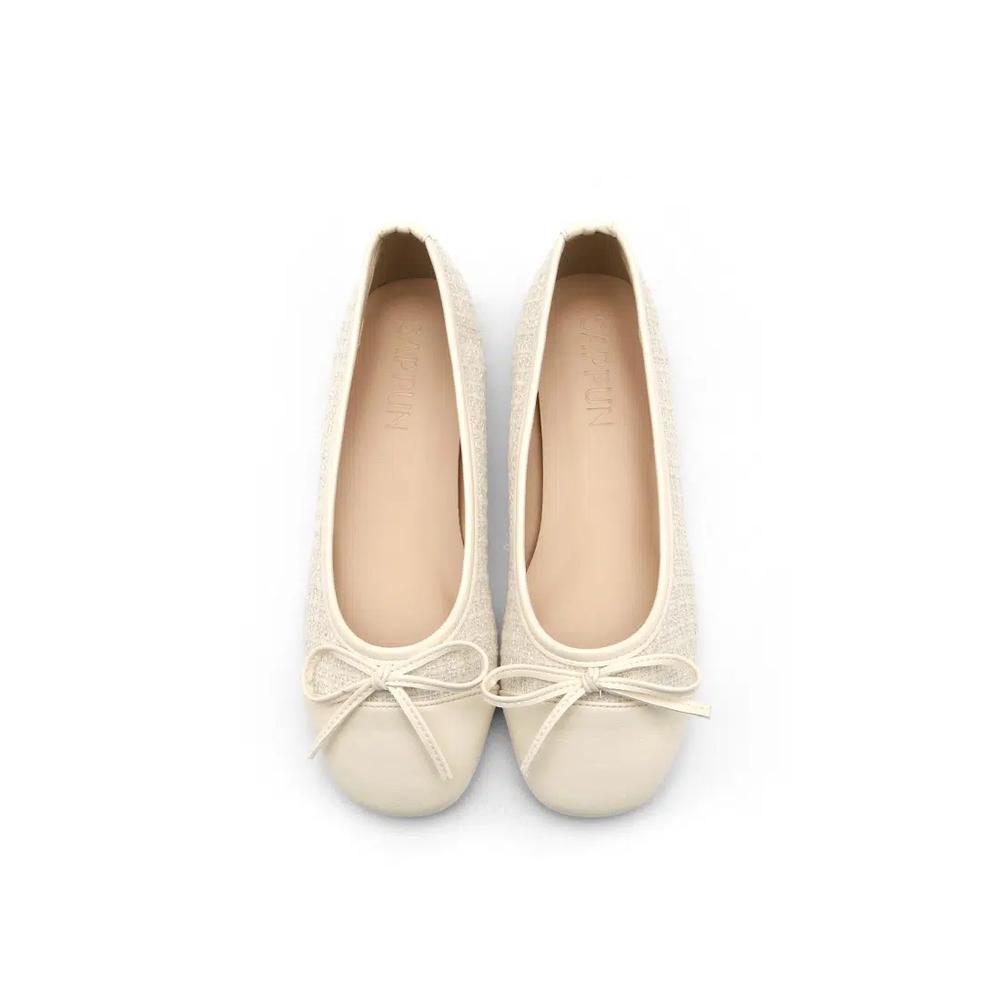 Malette Tweed two tone Ribbon Flats (1см) - Ivory 5