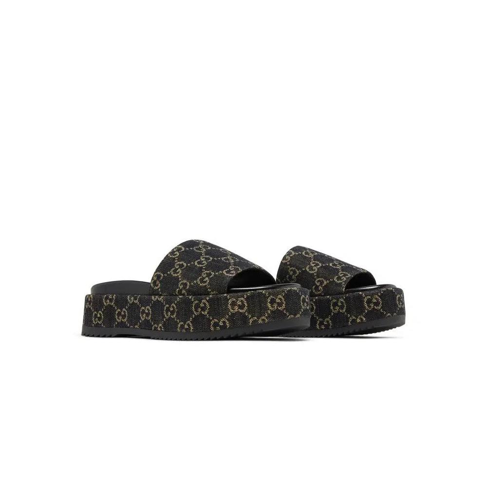 Слайды Gucci Wmns GG Lame Platform Slide Sandal 'Black' 8