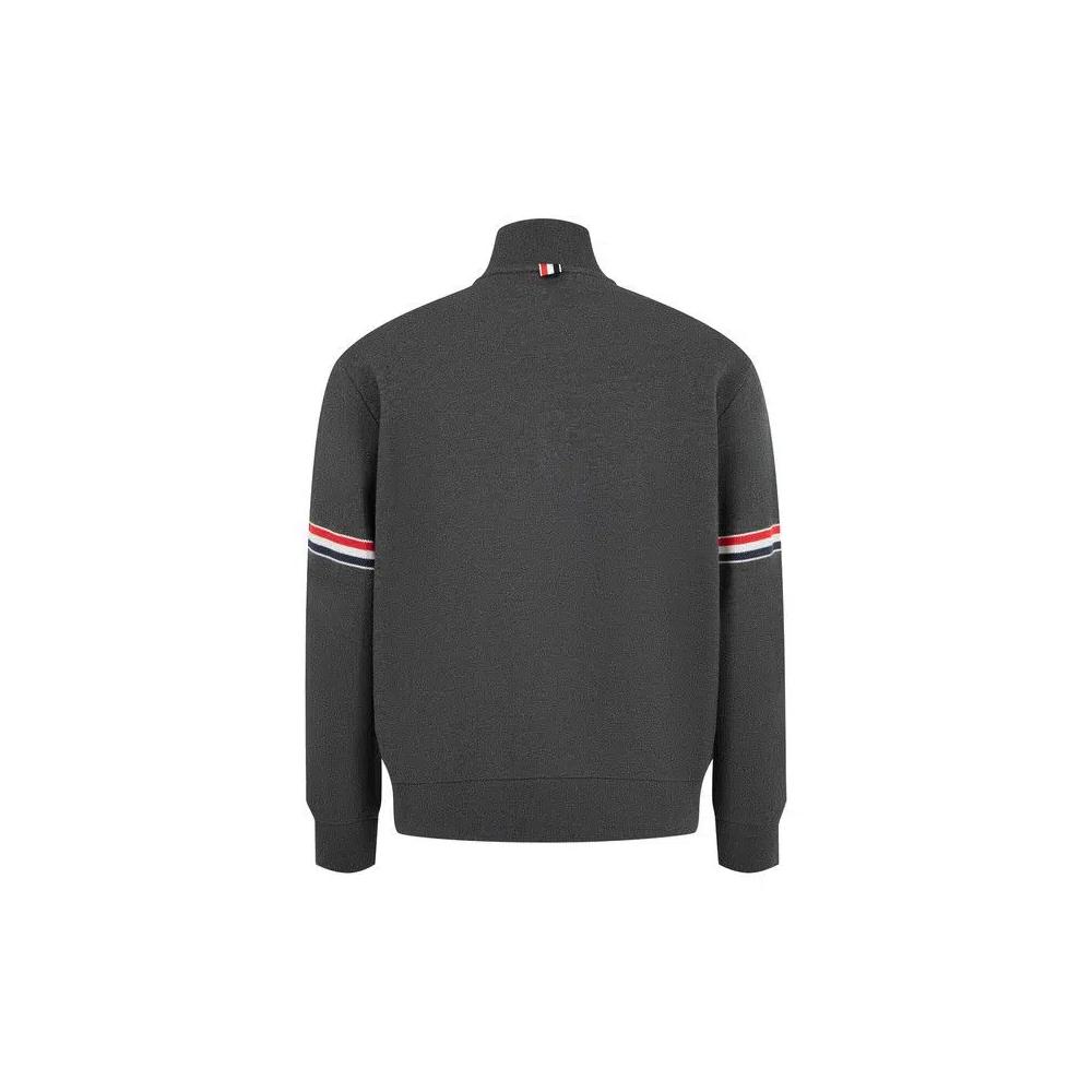 Толстовки Thom Browne Funnel Neck Pullover In Pique Loopback W/ Rwb Engineered Stripe 'Charcoal' 2