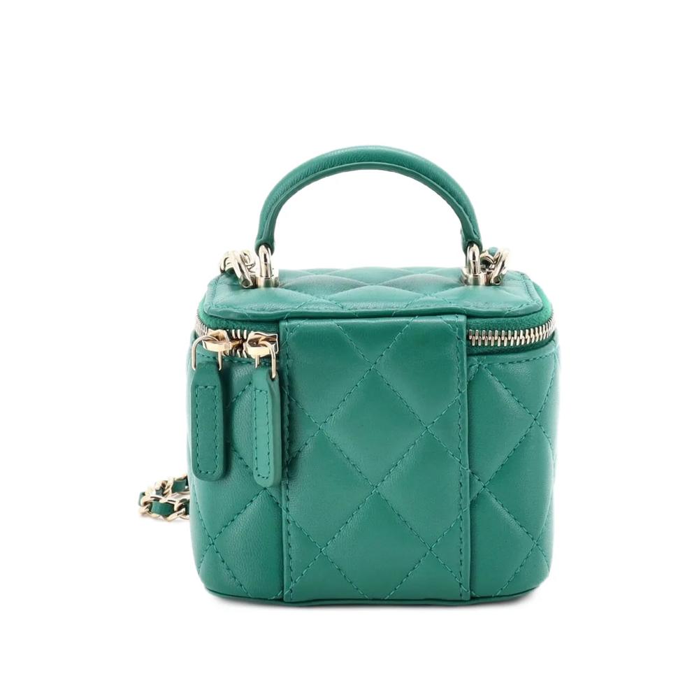 Мини-сумка через плечо Classic Top Handle Vanity Case with Chain Quilted Lambskin Mini 2
