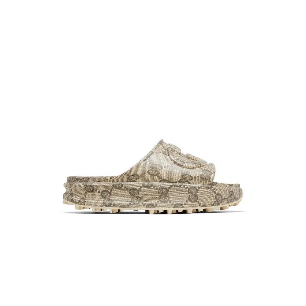 Слайды Gucci GG Slide Sandal 'Interlocking G - Beige Ebony' 1