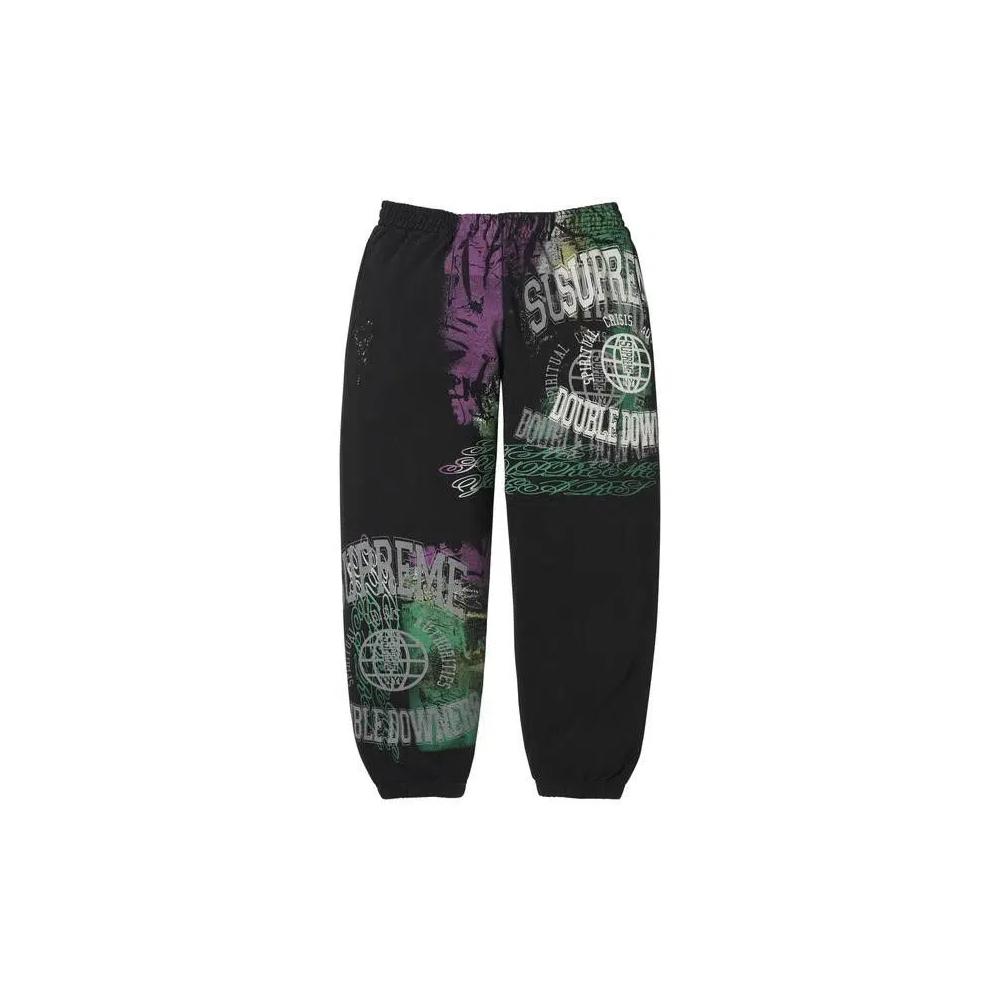 Спортивные штаны Supreme Overprint Sweatpant 'Black' 1