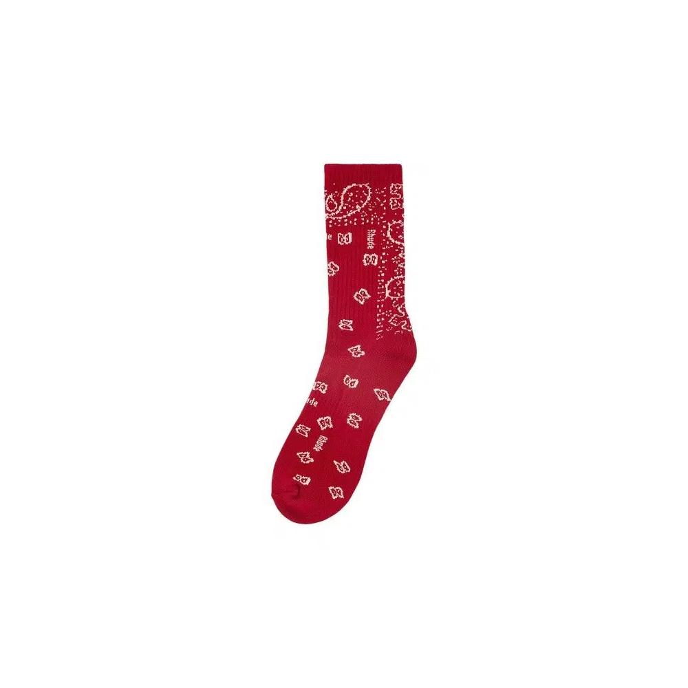 Носки и колготки Rhude Logo Bandana Sock 'Red' 1