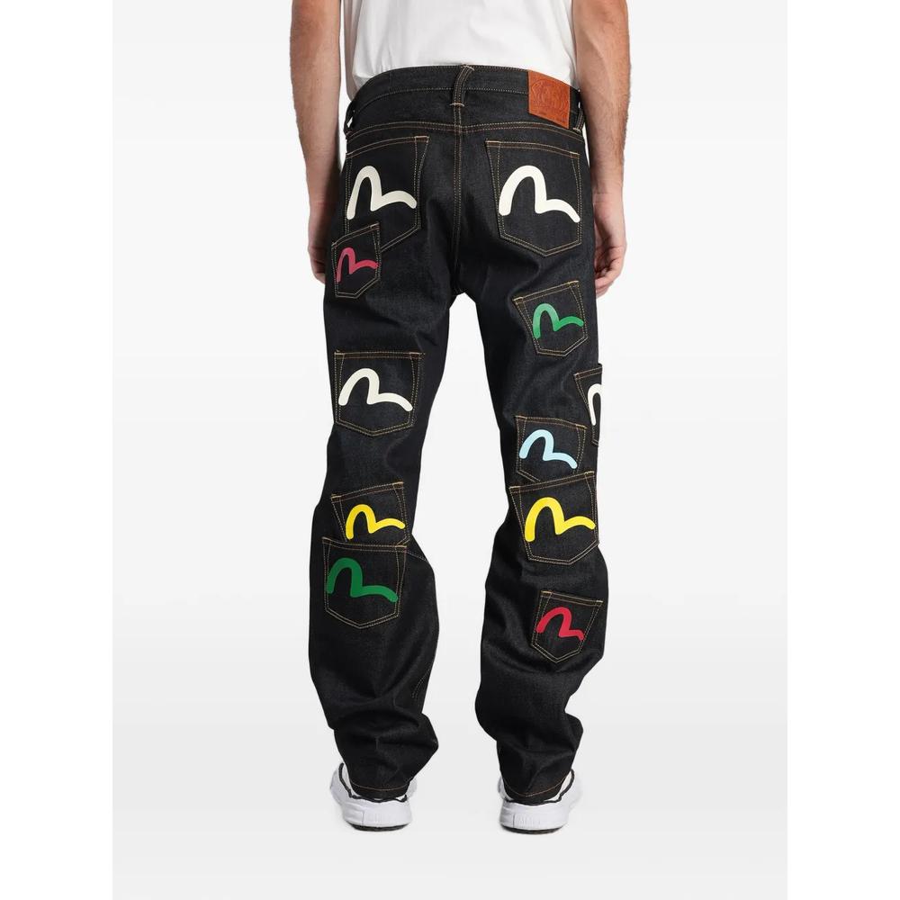 multi-pocket Seagull-print jeans 4