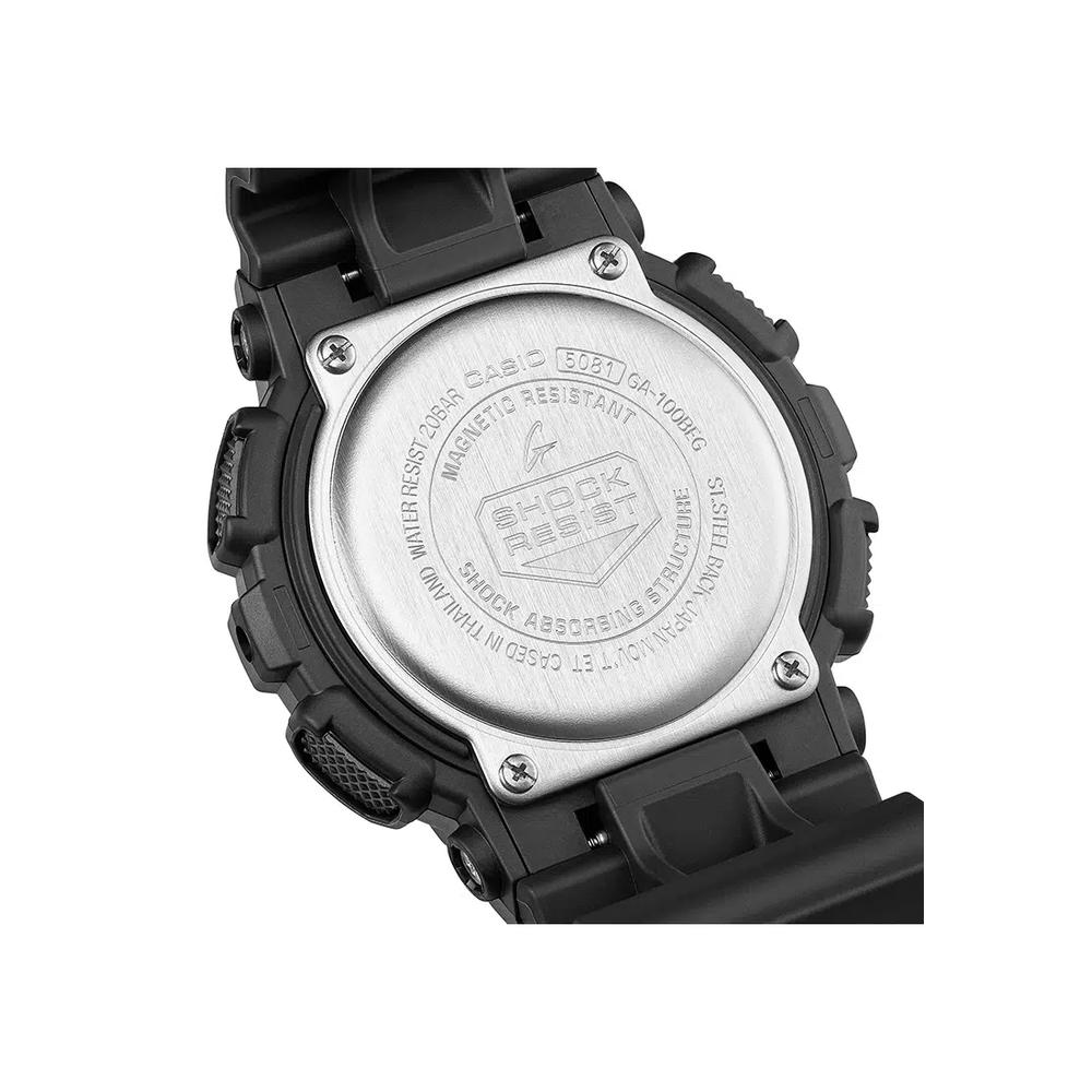 GA-100BEG-1A Мужские аналогово-цифровые часы, черный ремешок из смолы 3