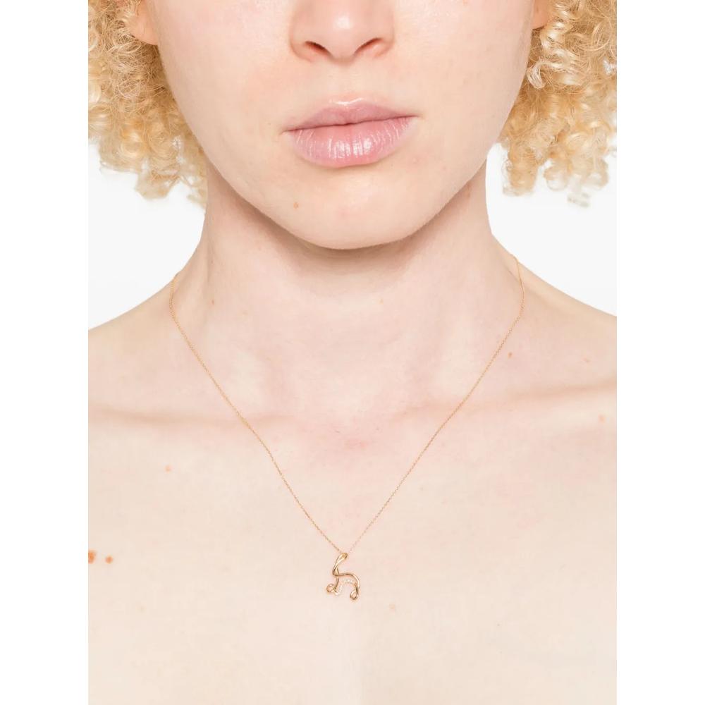 18K yellow gold H diamond necklace 2