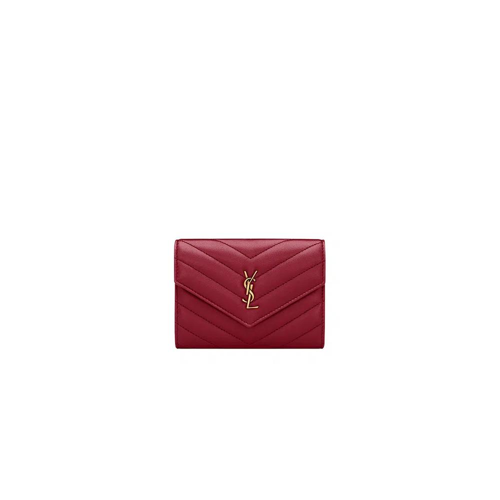 Yves Saint Laurent Cassandre Трехслойный кошелек в красном цвете 1