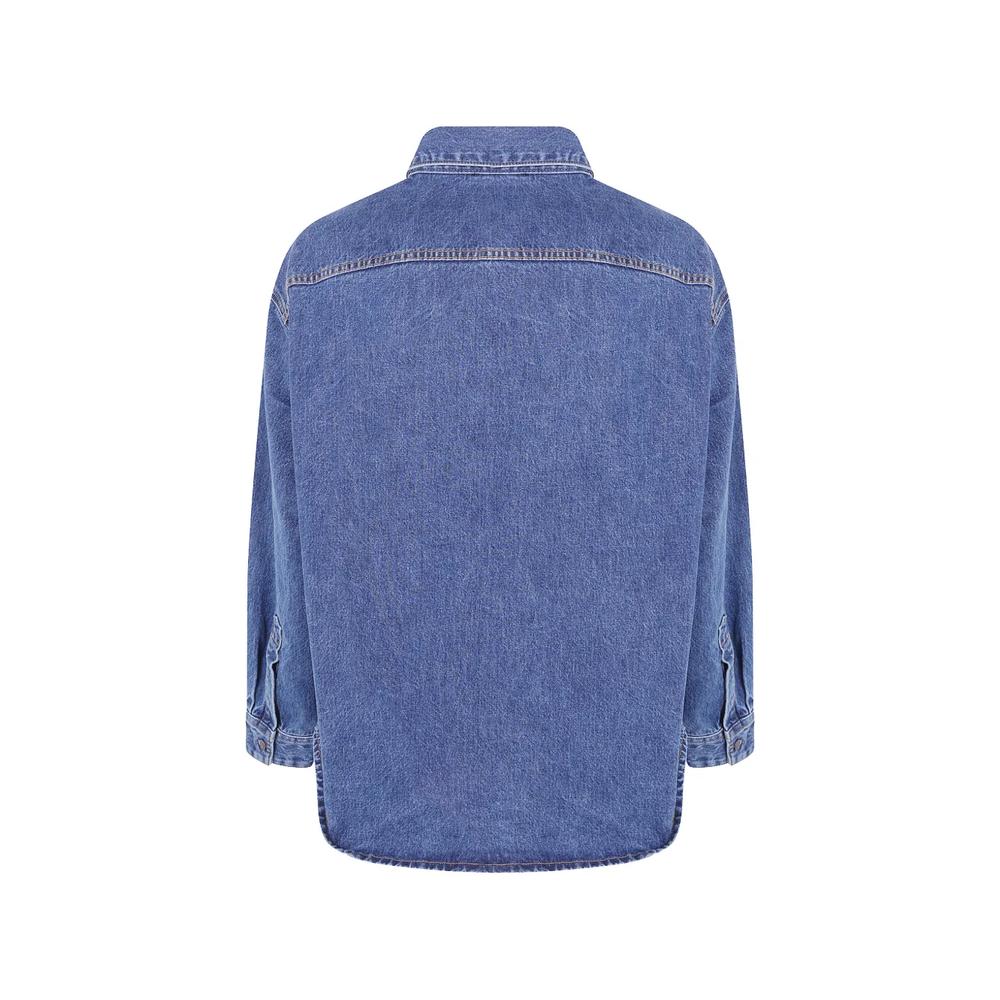cotton denim shirt with a chest pocket and metallic buttons 2
