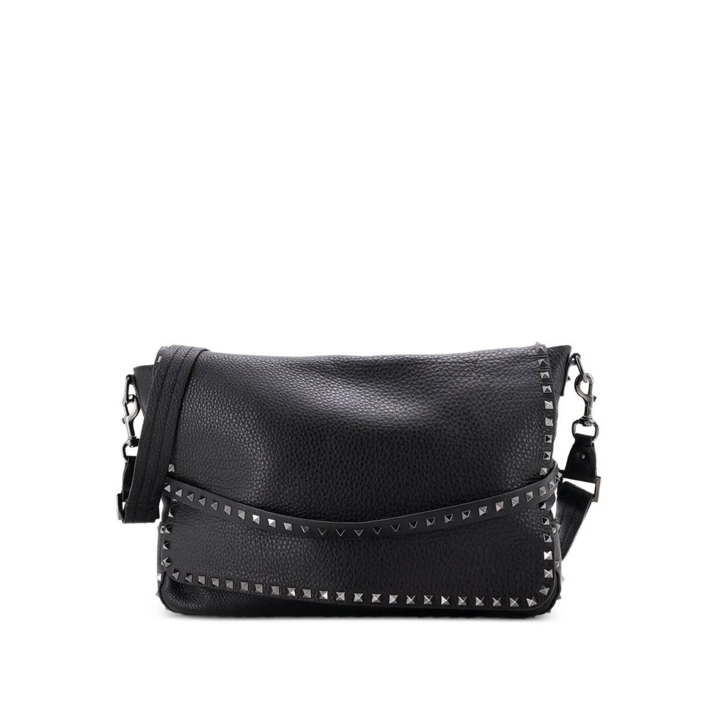 Большая сумка через плечо Rockstud Flap Messenger Bag Leather 1