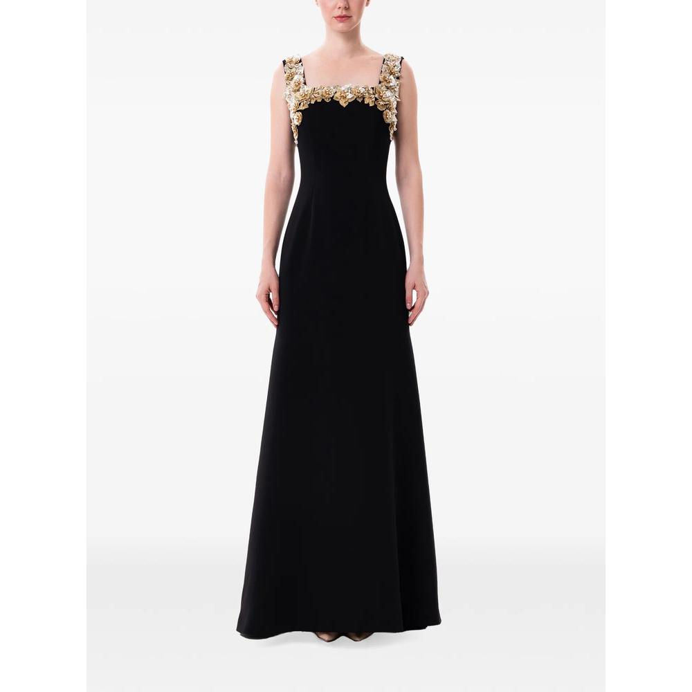 floral-appliqué square-neck maxi dress 1