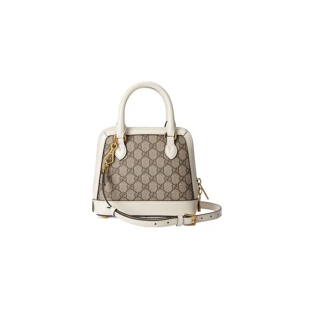 Сумки с ручкой Gucci Horsebit 1955 Mini Top Handle Bag «GG Supreme/White» 2
