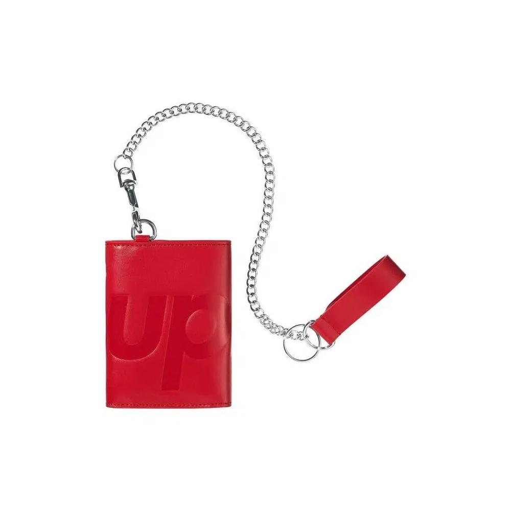 Кошельки Supreme Leather Chain Wallet «Красный» 3