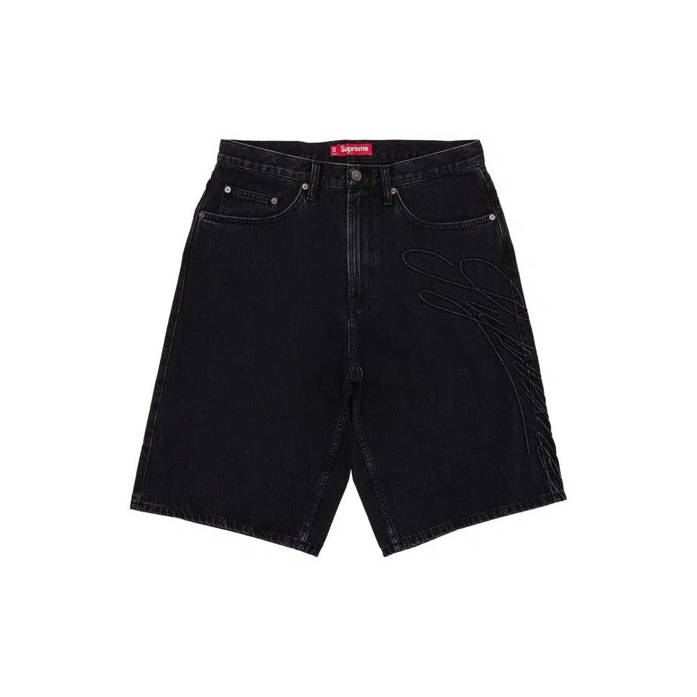 Шорты Supreme Script Baggy Denim Short 'Вымытый черный' 1