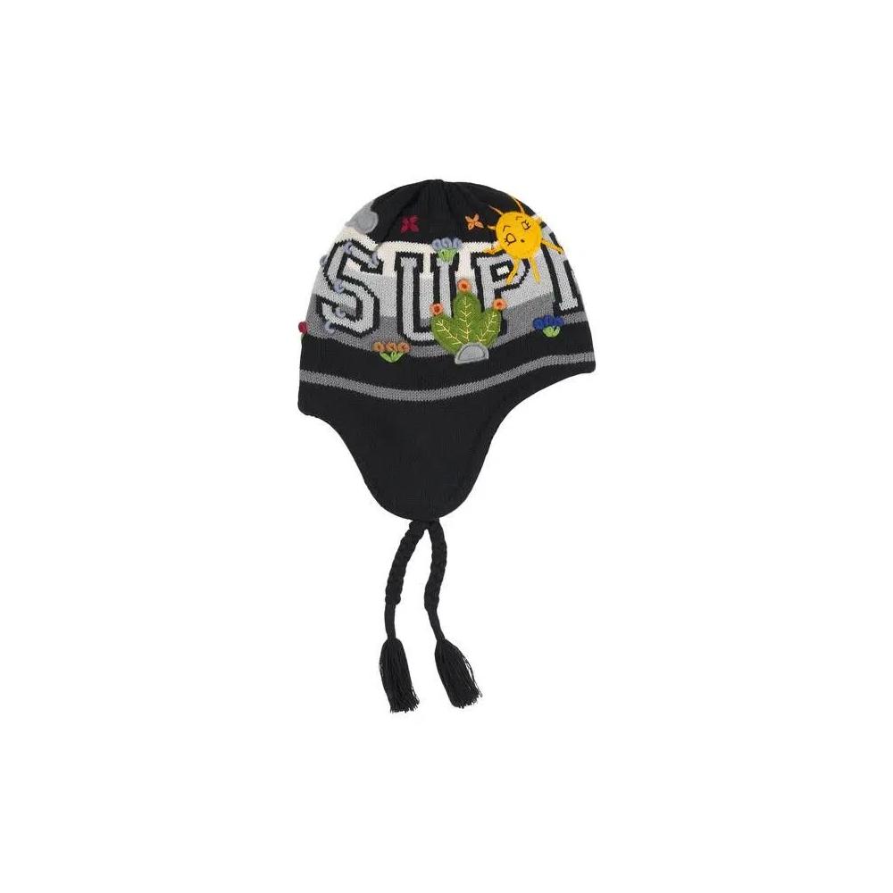 Шапка Supreme Felt Appliqué Earflap Beanie 'Black' 1