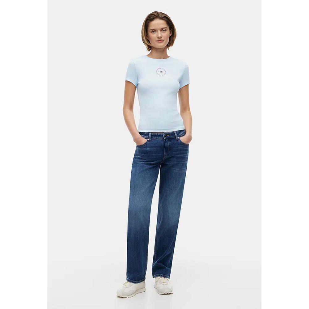 Базовое лого облегающее ребристое трикотажное футболка - Tommy Jeans 4