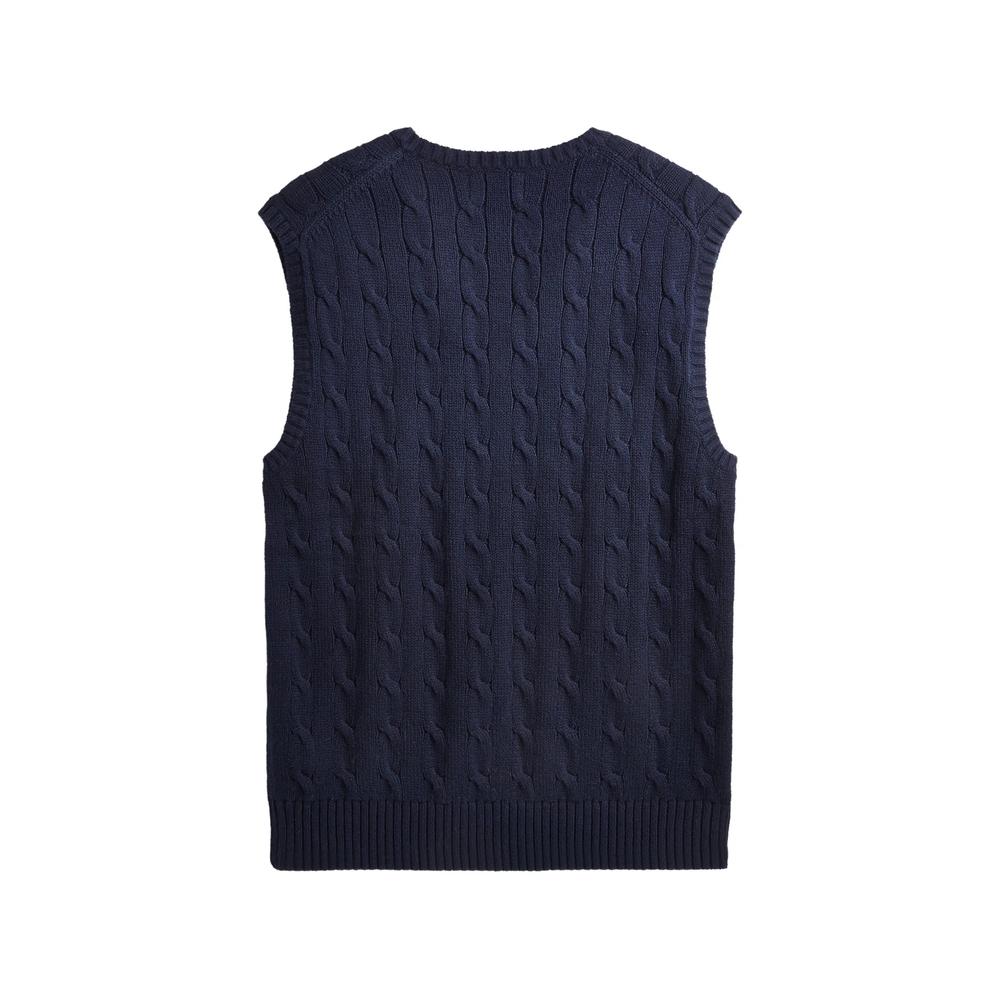 cable-knit V-neck vest 2