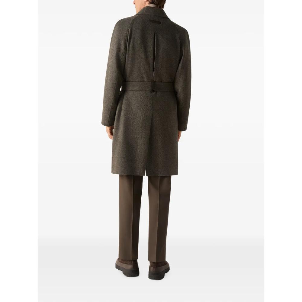 dark olive green and dark grey Oasi Cashmere trench coat 4
