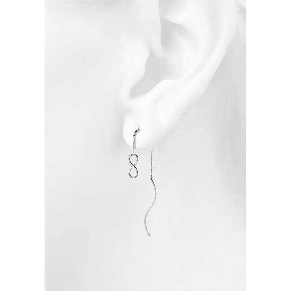 Цельные серебряные серьги-бесконечность 925 пробы 3